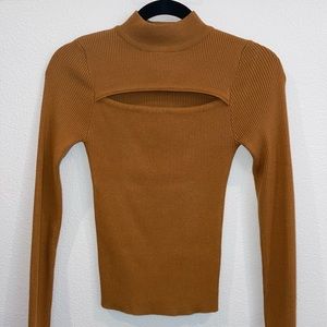 Chestnut Ribbed Long Sleeve w/ Cutout - Size S